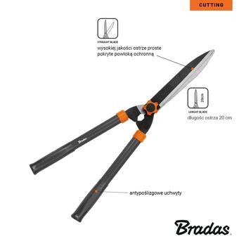 Hedge pruning shears, BRADAS, KT-V1111, 20 cm taisna asmens, ergonomiskas rokturi (KT-V1111)