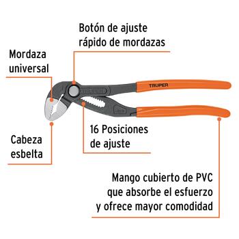 Pārliekamā atslēga ar ātrās nospiešanas pogu 250 mm PEX-10E TRUPER (PEX-10E)