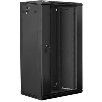 Lanberg настенный шкаф WF01-6422-10B, 600x450mm, 22U, 60kg, IP20, стеклянные двери, 4 вертикальные направляющие (WF01-6422-10B)