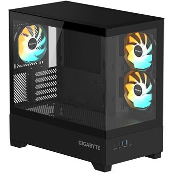 Gigabyte Корпус C201 PANORAMIC GB-C201P, 2x USB 3.0, 3x 120mm вентиляторы, поддержка радиаторов 360mm, черный (GB-C201P)