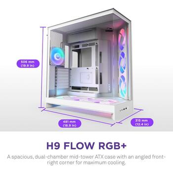 Nzxt Kaste H9 Flow RGB CM-H92FW-R1, 3x140mm priekšējie ventilatori, 1x120mm aizmugurējais ventilators, 420mm radiatori (CM-H92FW-R1)