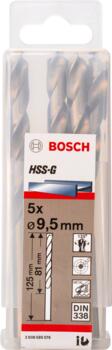HSS-G urbji metālam 9,5mm, 5gab., Urbjmašīnām/skrūvgriežiem PRO METAL HSS-G STANDARTA SPIRĀLVEIDA URBJA GARUMS, 2608595076, BOSCH (2608595076)