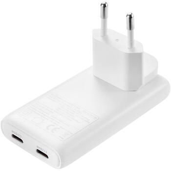 Sandberg Путевой зарядное устройство 441-68, 2xUSB-C, 100-240V, 65W, 2 порта, Power Delivery, белый (441-68)