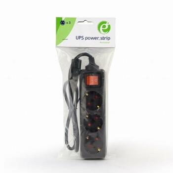 Gembird UPS сетевой фильтр EG-PSU3-01 230 В, 3 розетки Schuko, 16 А, 0.6 м кабель, черный (EG-PSU3-01)