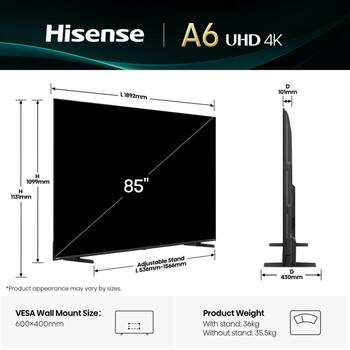 Hisense televizors 85A6Q, 85