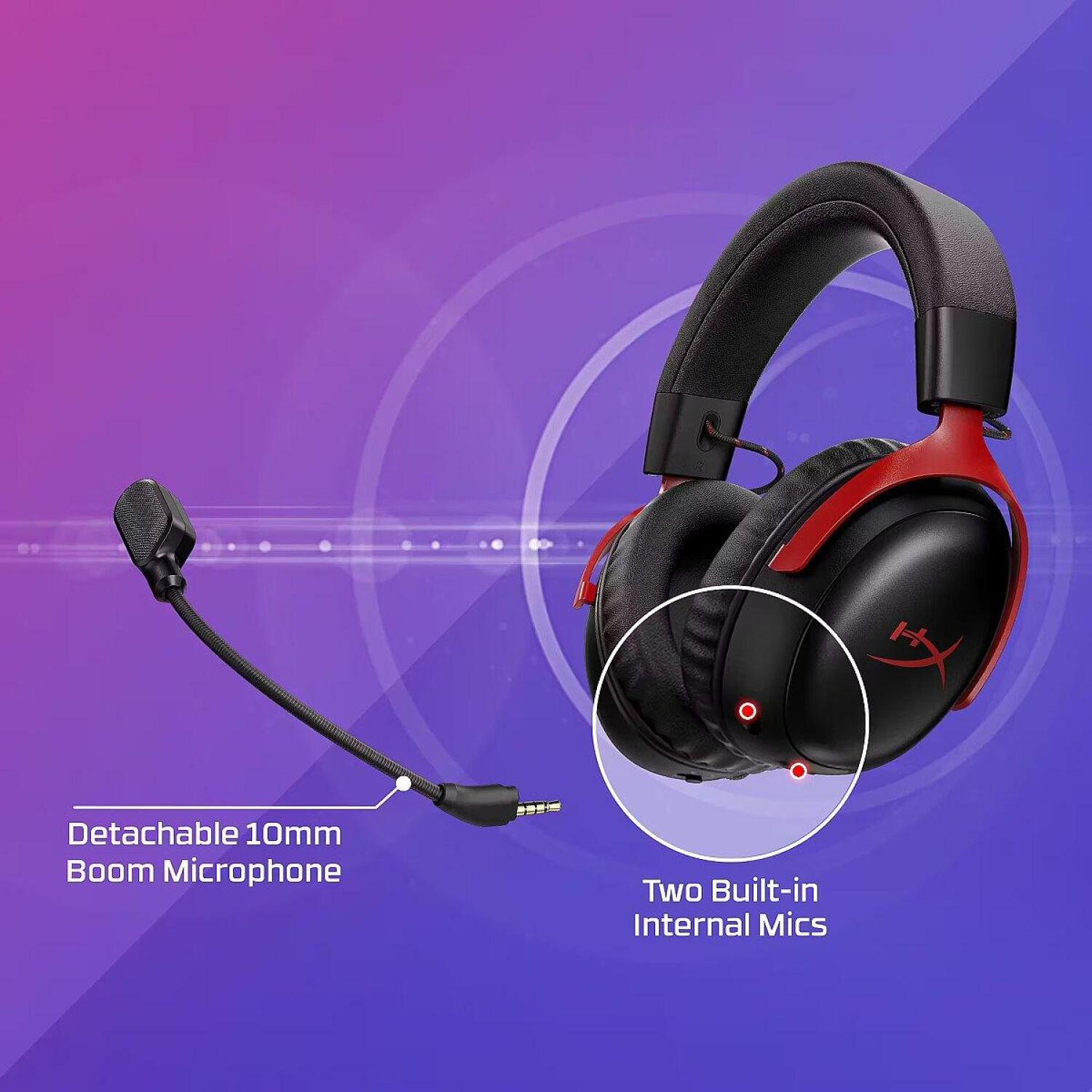 HyperX Austiņas Cloud III S Wireless A59YZAA, 20-20000 Hz, 340 g, 64 Ω, 112 dB, Bluetooth, Noņemams mikrofons (A59YZAA)