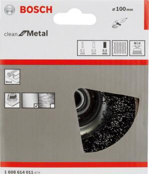 Stiepļu suka D 100 mm, Lielām leņķa slīpmašīnām ar fiksācijas uzgriezni PRO METAL CLEAN STIEPĻU SUKA, 1608614011, BOSCH (1608614011)