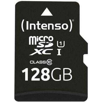 Intenso microSDXC 3423491 128 ГБ, UHS-I, 90 МБ/с, Класс 10, U1, Устойчив к ударам, Устойчив к температуре, Устойчив к рентгену (3423491)