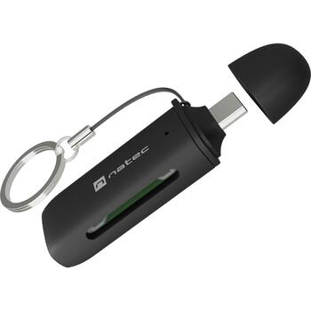 Natec SCARAB C NCZ-2365 картридер, USB-C 3.2 Gen 1, 5 Гбит/с, 2ТБ, 2 карты, черный (NCZ-2365)