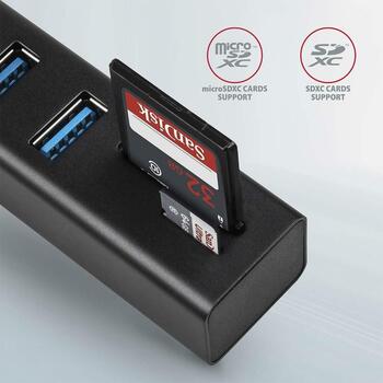 Axagon USB centrmezgls HMA-CR3A USB 3.2, 3x USB-A, 1x karšu lasītājs, 1x microSD slots, 20 cm strāvas kabelis (HMA-CR3A)