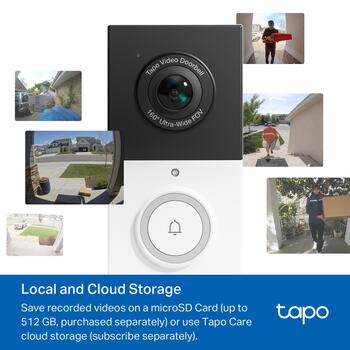 Tapo видеодомофон, TP-Link, Tapo D210, 3 МП, 1.18 мм, F1.8, IP65, H.264, Micro SD до 512 ГБ (TAPO D210)
