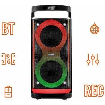 Manta Караоке колонка SPK0601B100, 100W, 7ч воспроизведения, Bluetooth, AUX, USB, MicroSD, LED подсветка (SPK0601B100)