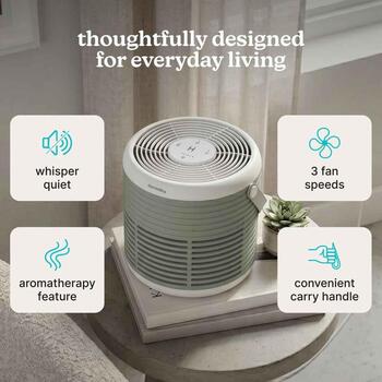 Homedics gaisa attīrītājs AP-T63GN-WW, 42m², 20-53dB, True HEPA filtrs ar aktivēto ogli, 3 ātrumi, ēterisko eļļu paplāte, zaļš (AP-T63GN-WW)