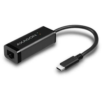 Axagon USB-C гигабитный Ethernet адаптер ADE-SRC, 1000 Mbit/s, 1 RJ-45 порт, USB питание, Plug and Play, поддержка VLAN (ADE-SRC)