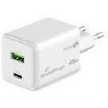 Mediarange Зарядное устройство MRMA113-2 45W, 1x USB-C, 1x USB-A, 100-240V, 20V, Быстрая зарядка, Корпус класса V0 (MRMA113-2)
