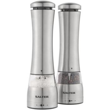 Salter Электрическая мельница BW118471EU7, 22x6,5x6,5 см, серебристый, AAA батареи, керамический механизм, LED подсветка (BW118471EU7)