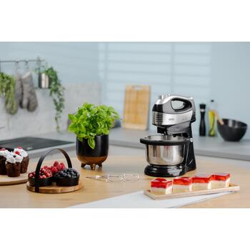 Zelmer Миксер ZHM2459BS 70305707P, 700W, 5 скоростей, Турбо, 2 венчика, 2 крюка для теста, вращающаяся чаша (70305707P)
