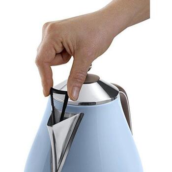 De'Longhi Чайник KBOV 2001.AZ, 2000 Вт, 1.7 л, нержавеющая сталь, 360° вращающаяся база, лазурный, защита от перегрева (KBOV2001AZ)