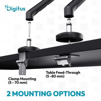 Digitus настольное крепление для монитора DA-90469, 35 дюймов, 10 кг, VESA 75x75 100x100 мм, черный, наклон, поворот, вращение (DA-90469)