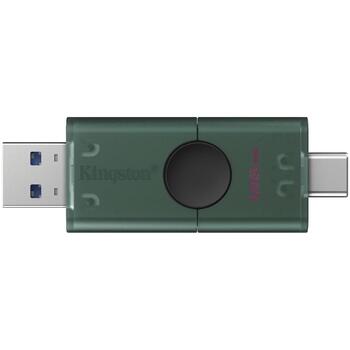 Kingston DataTraveler Duo DTDEG2/128GB, 128 ГБ, USB Type-C/Type-A, черный/зеленый (DTDEG2/128GB)