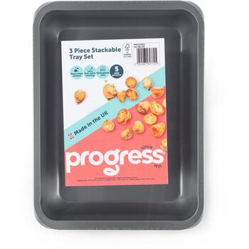 Progress форма для выпечки BW14453, 34.7см, углеродная сталь, 3 предмета, серебристый, антипригарное покрытие (BW14453)