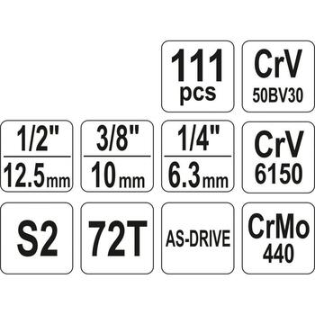 Yato Набор инструментов YT-38831, 111 шт, 1/4