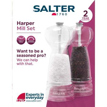 Salter Мельница для перца BW12949EU7, 17,8x6,7x6,7см, прозрачная, ручная, большая емкость, регулируемая степень помола (BW12949EU7)