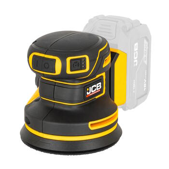 JCB JCB-18POS-125 Professional 18V бесщеточная эксцентриковая шлифмашина для дерева металла и краски 125мм 8000-12500об/мин 3 скорости (JCB-18POS-125)