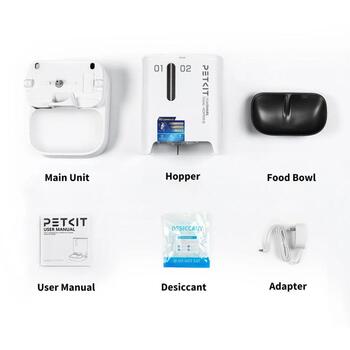 Petkit YumShare Dual-hopper 2 Automātiskā barotava ar kameru P591 2, 5L, ABS, 304 nerūsējošais tērauds, balta (P591 2)