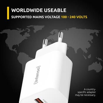Intenso адаптер питания USB-A/USB-C/7803012, Входное напряжение 100-240 В, Максимальное выходное напряжение 20 В, 2 выхода (7803012)