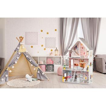 Gerardo's Toys koka leļļu māja ar LED apgaismojumu, Liselle (GT61187)
