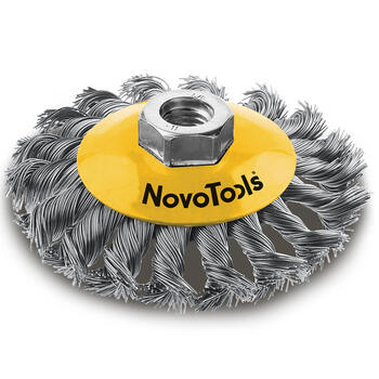 Ieliekta birste M14 115mm, pīti tērauda sari NOVOABRASIVE (NTBWBB11514ST)