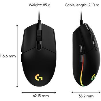 Logitech G203 USB оптическая мышь 910-005796, 8000 DPI, 6 кнопок, RGB подсветка, 2.1m кабель (910-005796)