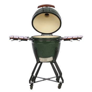 Grils Kamado keramikas ogļu 21″ ar piederumiem Kamado Classic 21″ Ø 55 cm keramikas korpuss divu zonu gatavošana TBG21GREEN-01 Zaļa TunaBone (TBG21GREEN-01)
