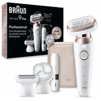 Braun Эпилятор SES9-360, 50мин, 1 уровень мощности, Влажный и сухой, Белый/Розовый (9-360)