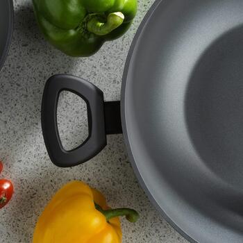 Russell Hobbs Вок RH01709EU, 28см, матовый серый, алюминий, 8.1см, с крышкой, можно мыть в посудомоечной машине (RH01709EU)