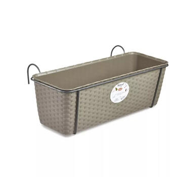 Stefanplast 2175854 puķu kaste ar metāla turētāju, 50x18x16cm, 9,2L, brūna, pašlaistīšana (2175854)