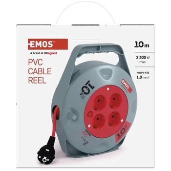 Emos Удлинитель P19510, 10 м, 4 розетки, 230 В, 10 А, PVC, IP20, H05VV-F3G, термозащита (P19510)