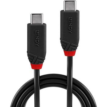 Lindy USB4 37001 1m 240W Type C kabelis, 40Gbps, melns, 2 Type C vīriešu savienotāji (37001)