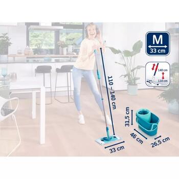 LEIFHEIT Grīdas uzkopšanas komplekts Clean Twist M Ergo 1052127, 33cm, 110-140cm, 360° rotācija, mikrošķiedras lupata (1052127)