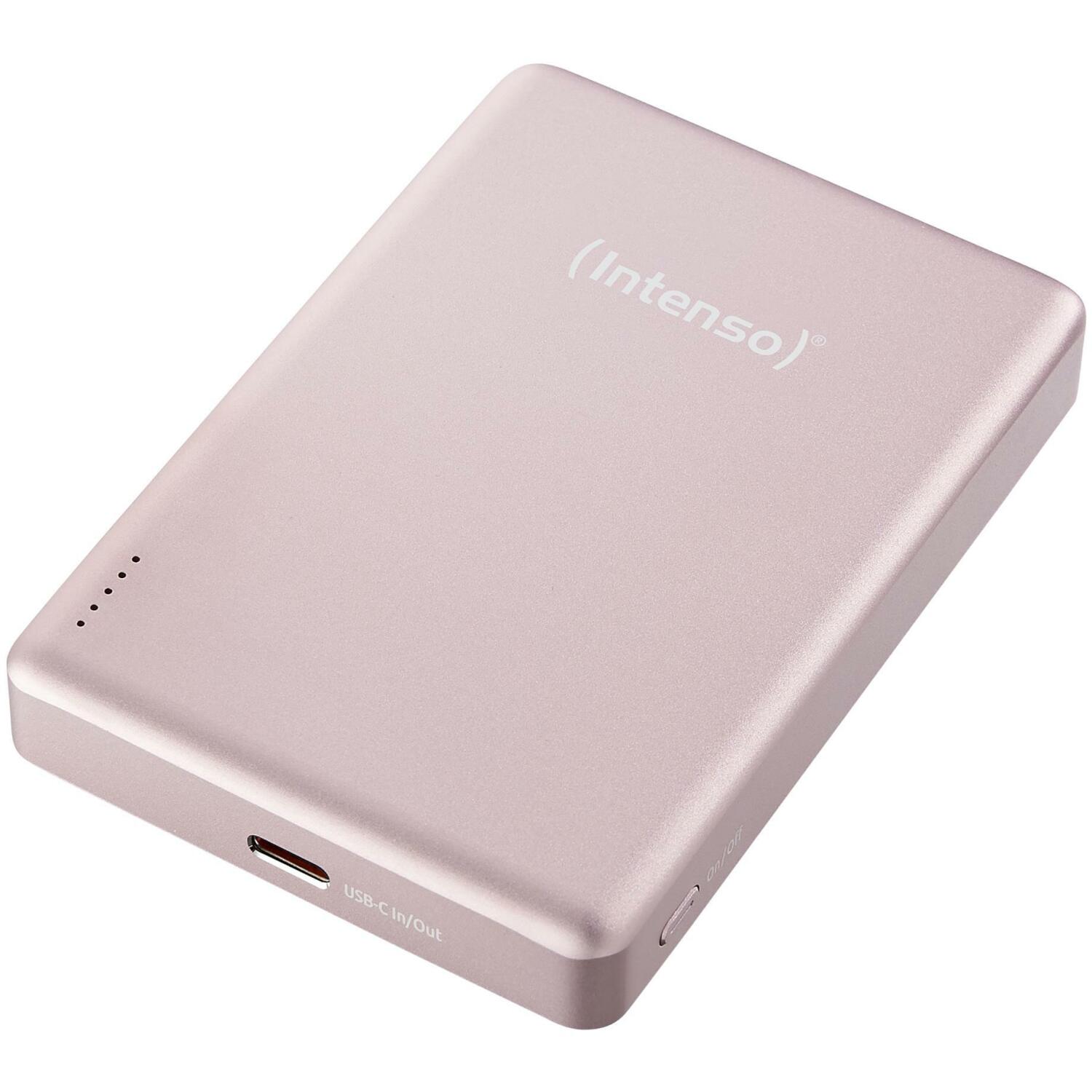 Intenso Power Bank 7344033 10000 мАч, 15 Вт беспроводная зарядка, 20 Вт USB-C PD, совместим с MagSafe, розовый (7344033)