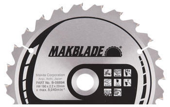 T.C.T. Zāģripa MAKBLADE 190X2.2X20mm 5° T24, B-08894 MAKITA (B-08894)