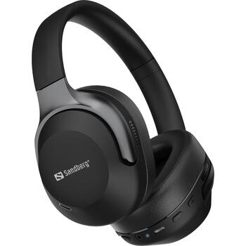 Sandberg Bezvadu ceļojumu austiņas 126-53, 228g, Melna, 32Ω, 20Hz-20KHz, 30h akumulatora darbības laiks, Bluetooth, ANC, ENC (126-53)