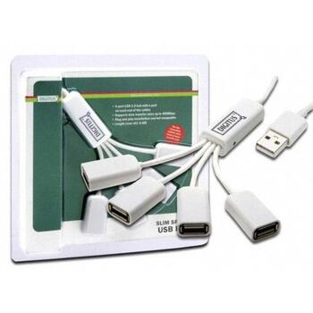 Digitus USB centrmezgls DA-70216, 4x USB 2.0, 480 Mb/s, 1 m kabelis, DC 2,5 mm, Plug & Play, HotSwap, Windows, Mac OS (DA-70216)