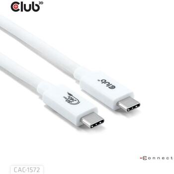 Club3D док-станция CAC-1572 USB-C к USB-C 1.2м белый, 80Gbps, 240W, 4K540Hz, E-Marker, 30AWG (CAC-1572)