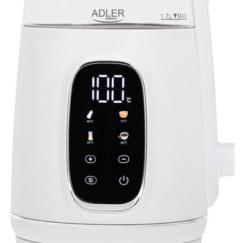 Adler электрический чайник AD 1305ws, 2200 W, 1.7 L, 40-100 °C, автоматическое отключение, LED дисплей, фильтр от накипи (AD 1305ws)