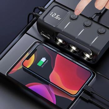 Manta Auto lādētājs MCC201T, 12-24V, 1306W, 3x USB-A, 2x USB-C, PD 36W, QC 3.0, LED displejs (MCC201T)