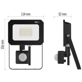 Emos LED прожектор ZS2323, 20 Вт, 2000 лм, IP44, нейтральный белый, 120°, PIR датчик, алюминий (ZS2323)