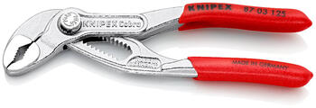 Ūdens sūkņa knaibles KNIPEX Cobra® 87 03 125, 125 mm, 13 pozīcijas, ērti rokturi, augsta izturība pret nodilumu (87 03 125)