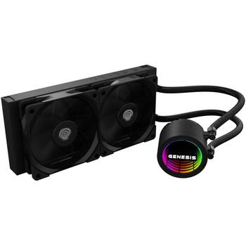 Genesis AIO šķidrumu dzesētājs, NLG-2318, 240 mm, 80 cfm, 2 ventilatori, PWM atbalsts, 2400 RPM sūknis (NLG-2318)